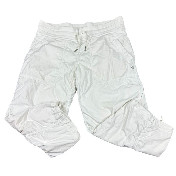 lululemon athletica Pants - Lululemon Size 10 Womens White Dance Studio Mid-Rise Cropped Lined Pants